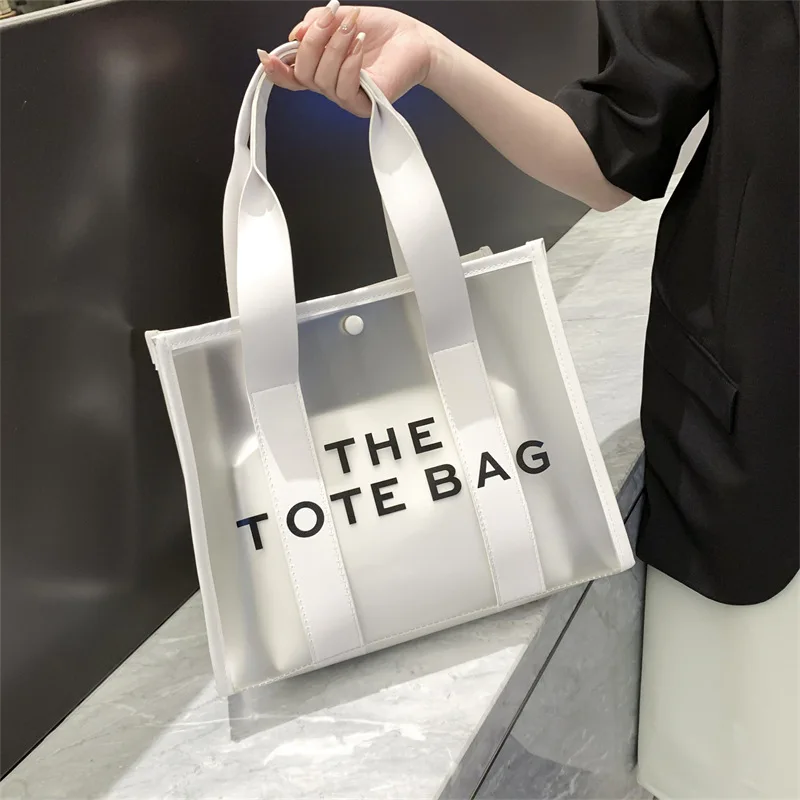 Summer Tote Bag Large Capacity Casual Ita Handbag Women Fashion Pvc Letter Handbags Luxury Design Beach Square Shopper Purse New