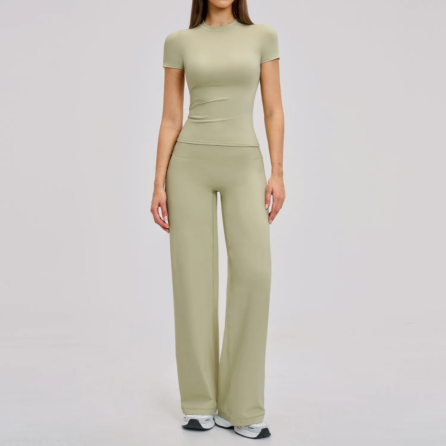 2 Pieces Yoga Set Gym Clothes Sportswear Yoga Suits Women Sports Outfits Fitness Short Sleeve Crop Top Tracksuits Gym Leggings - Image 3