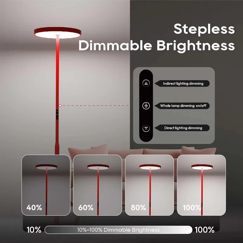 Living room office desk lamp, floor lamp, vertical decorative aluminum standard with adjustable brightness