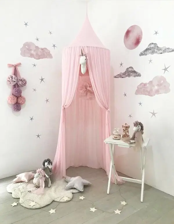 Children's Bed Curtain Chiffon Dome Bed Curtain Baby Bed Curtain Princess Bed Curtain 4 Colors