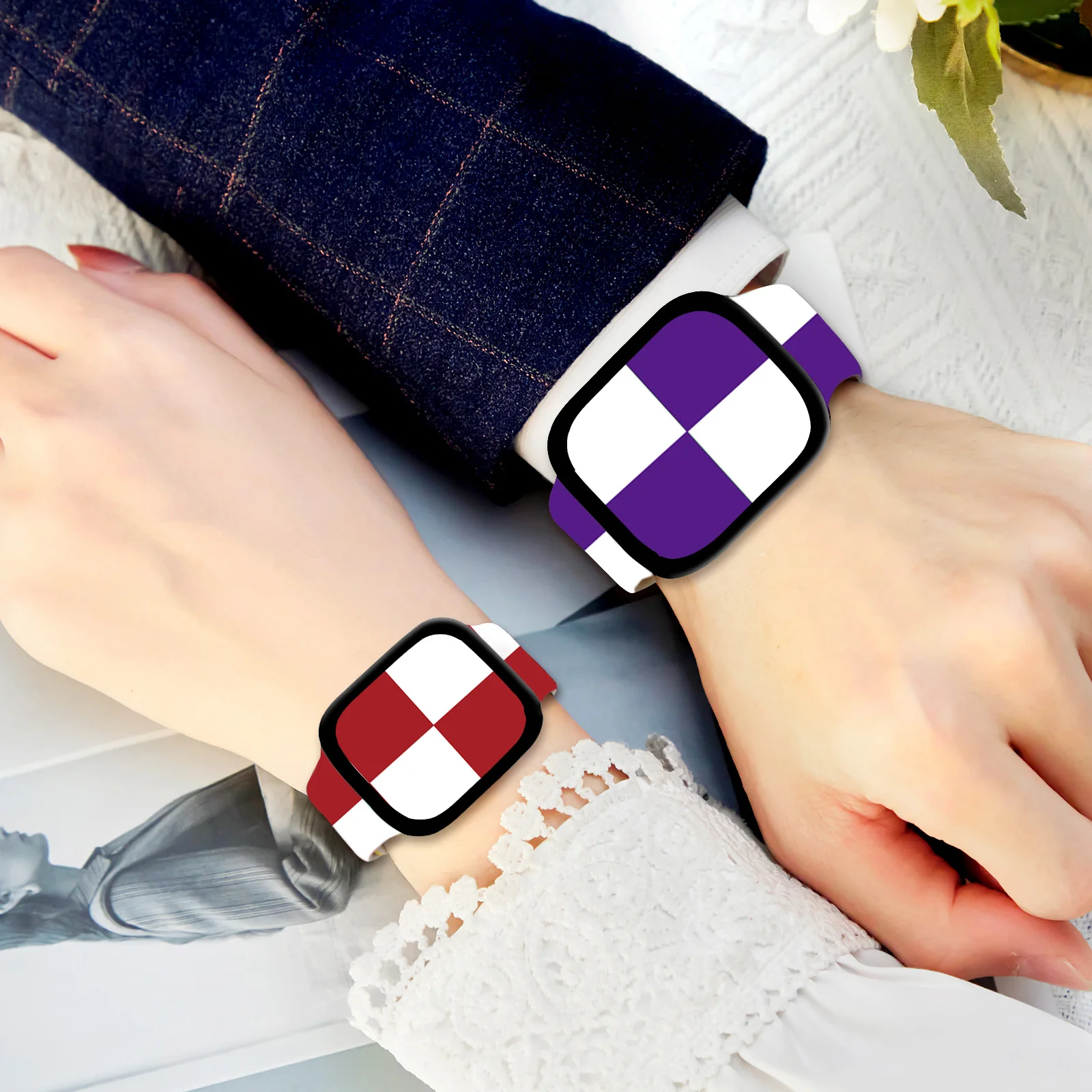 

New checkered pattern Print Strap for iWatch 11 10 9 8 7 Silicone Band Replaceable Bracelet for Apple Watch 46mm 44mm 42mm 41mm