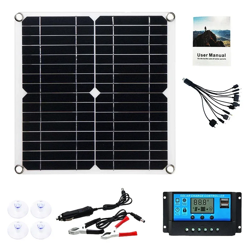 500W Solar Panel  Charger Dual 12V 5V DC USB With 60A100A Foldable Solar Panel For Phone Charge Power Bank For Hiking Camping