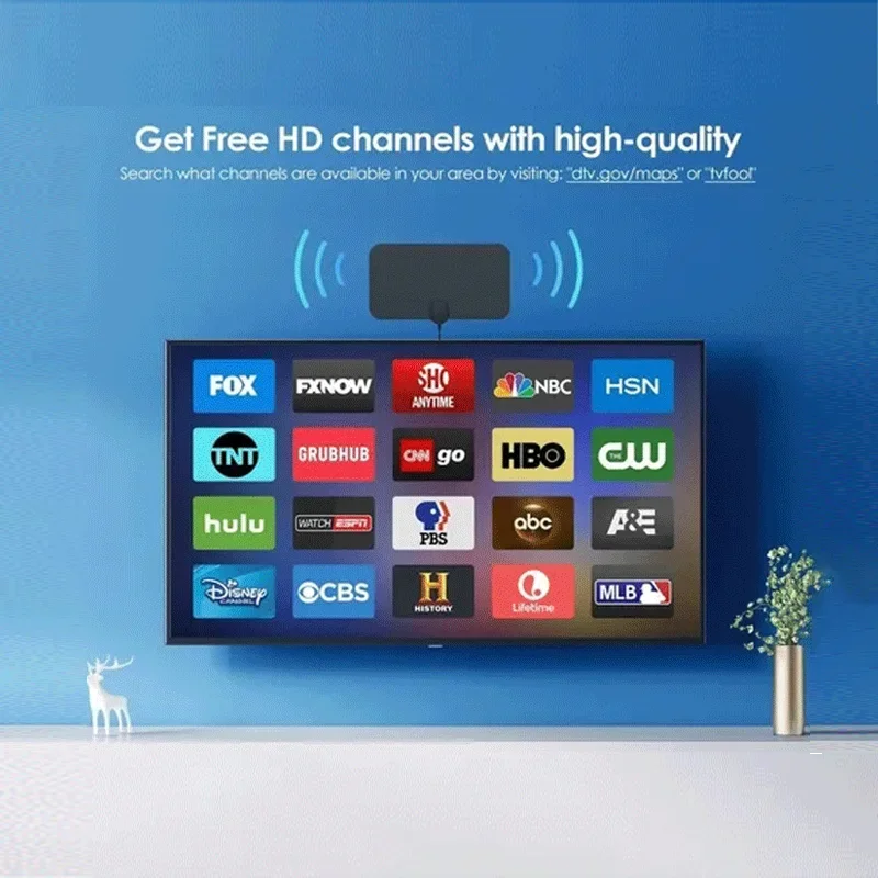 Antena Digital VHF UHF para TV HDTV TDT TNT interna DVB T2 4k antena de Tv interior señal fuerte HD señal de Tv completa con amplificador