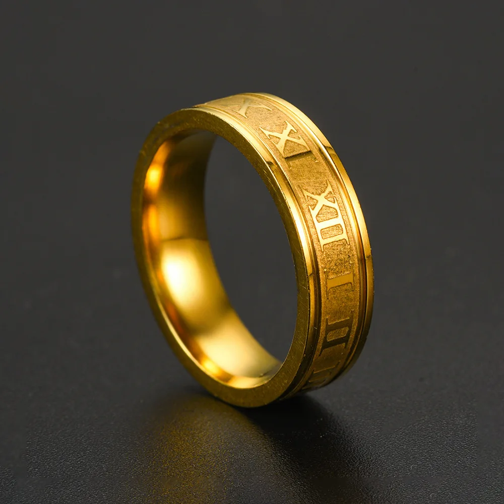 Classic Fashion Stainless Steel Roman Digital Men Women Ring Cool Punk High Quality Waterproof Jewelry for Party Gifts