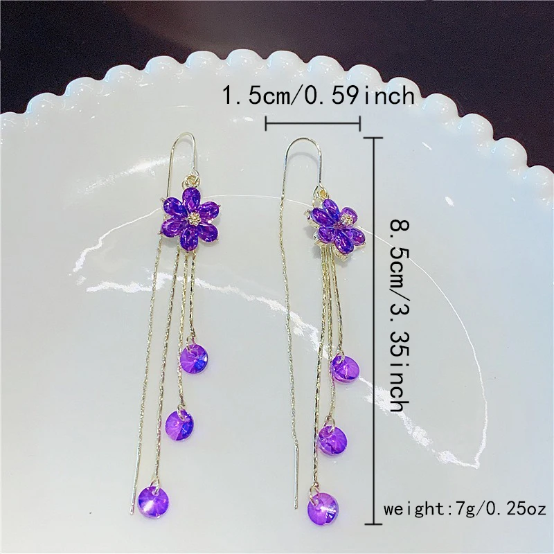 Luxus Kristall Zirkon Blume Quaste Drop Ohrringe für Frauen Exquisite Glänzende Zirkon Schneeflocke Lange Ohrring Hochzeit Schmuck – Detail 1