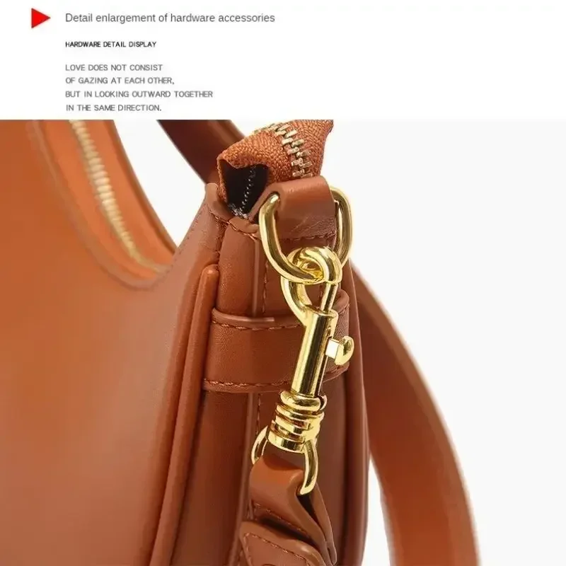 Fashion Retro Underarm Bag for Women\'s 2024 New Luxury Handbags High Quality PU Leather Shoulder Bag Female Crossbody Saddle Bag