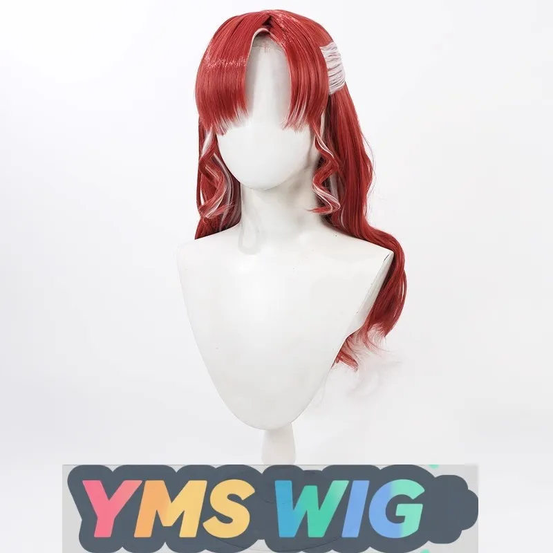 【YMS PRUIK】Virtual VTuber Streamer Saotome Beili Cosplay Pruik Berry Rood Met Witte Hoogtepunten