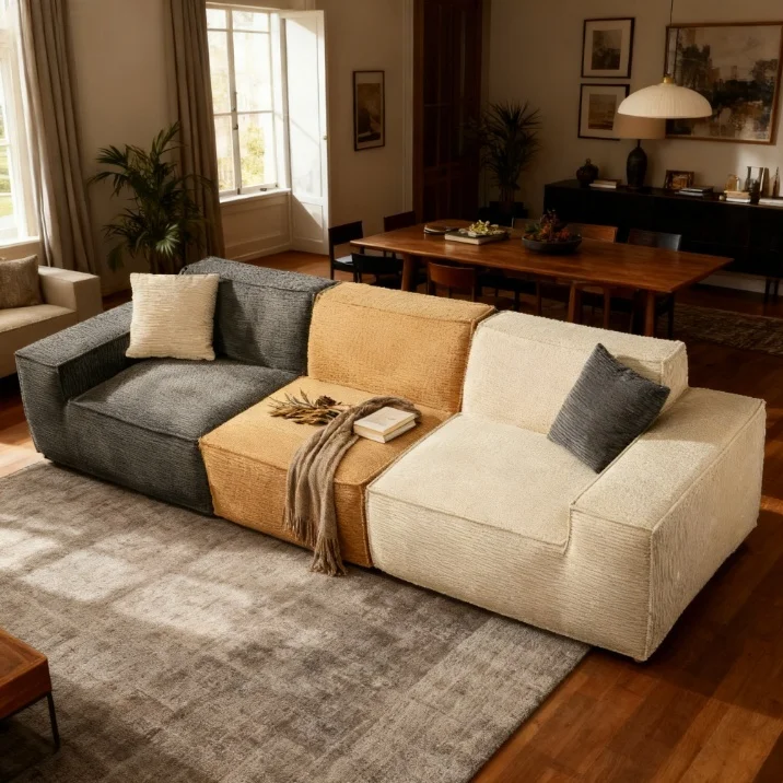 zs-Fabric Compressed Square Apartments Sectional Sofa Set Free Combination Convertible for Living Room@