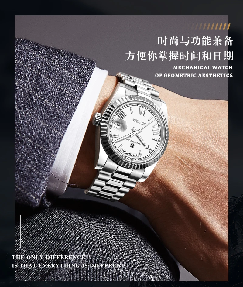 Corgeut Automatic Mechanical Men's Watch - 39/36mm Japanese Movement Sapphire Date (with Magnifier) - Men's Watch Custom Logo