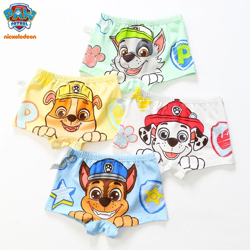 100% Genuine Paw Patrol 4PCS/LOT Cotton Boxers Panties Cartoon Printed Kids Underwear Children's Underpants Shorts Panties 2-8Y