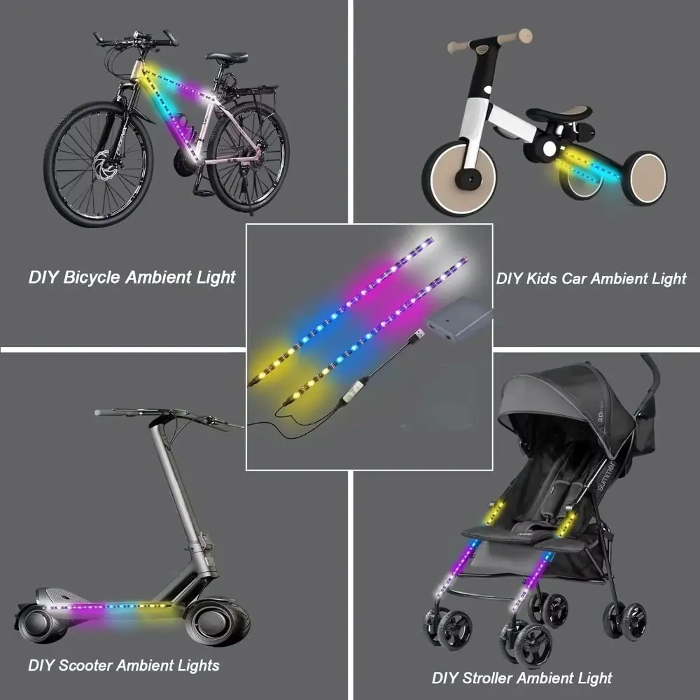 

Creative Battery Powered Scooter LED Lights Dream Color DIY RGB Light Strip Multi-Color Underglow Lights Night Riding