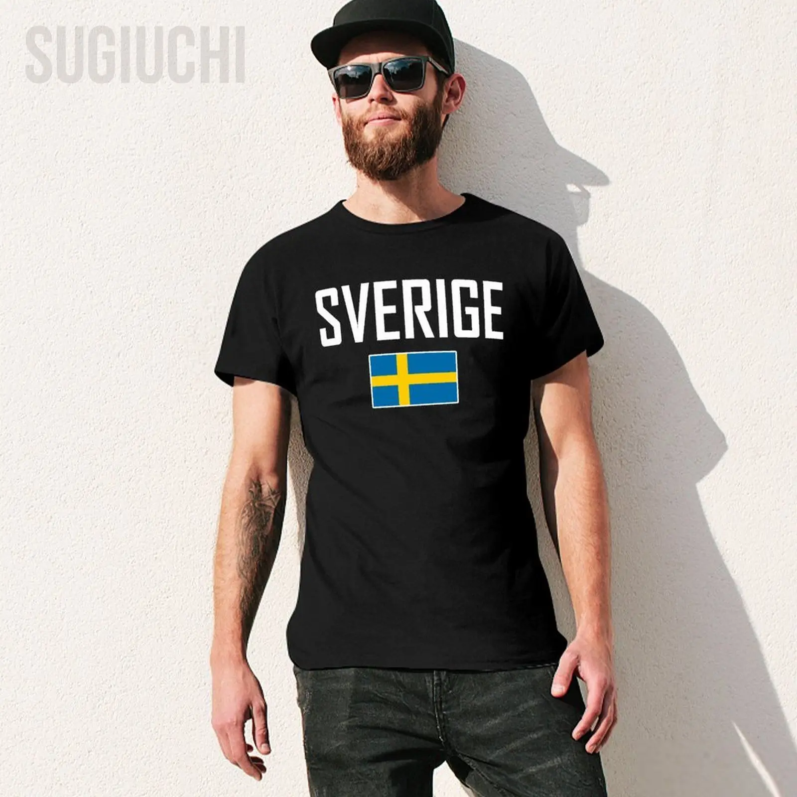 Unisex Men Tshirt Sweden SVERIGE Flag And Font Tees T-Shirt O-neck T Shirts Women Boys 100% Cotton Clothing More Color