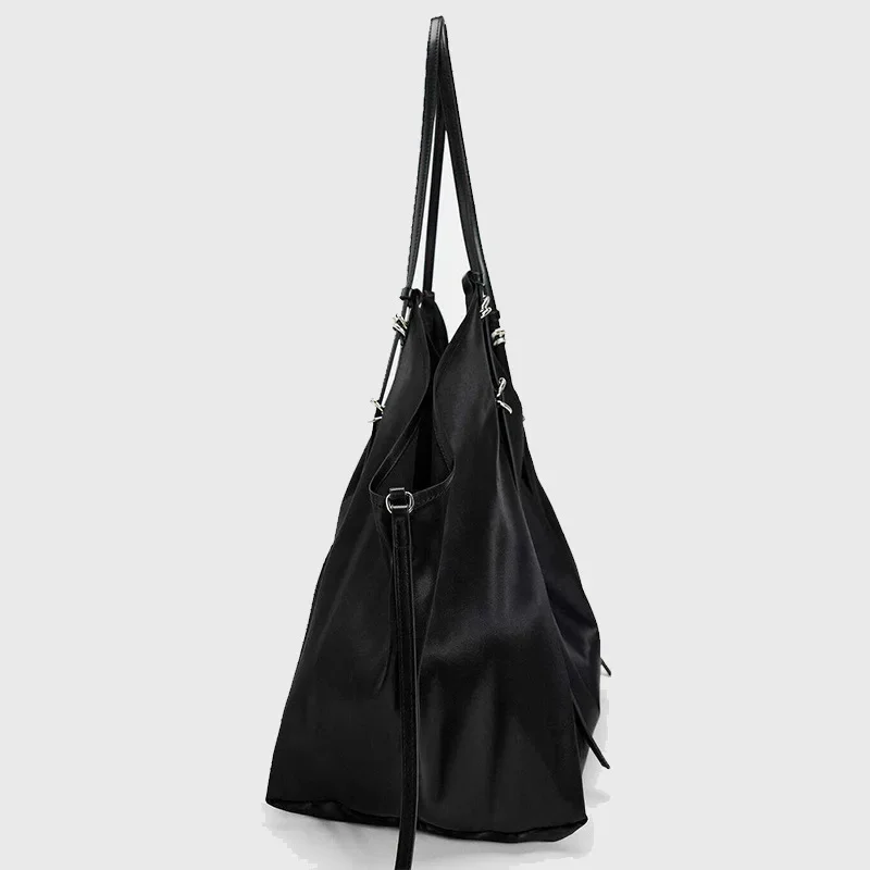 Oversize Satin Tote Bags for Women Soft Silk Shoulder Bag Luxury Designer Black Handbags Large Shopper Purses 2024 New Women Bag