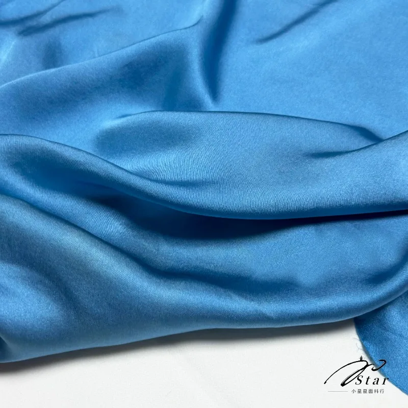 1Meter 100% Mulberry Silk Peacock Blue Silk Shirt Dress Pajamas Silk Satin Fabric - view 5