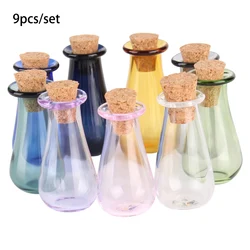 9pcs water-drop Miniature Glass Vials with Cork Tiny Decorative Wishing Jars Small Drip Bottles for Wedding Favors DIY Crafts