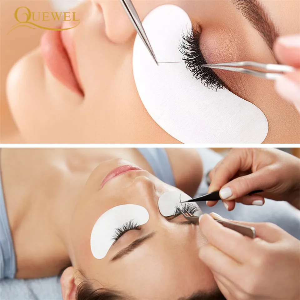 Quewel Ellipse Flat Eyelash Split Tips Silk Eye Lash Extension Natural False Eyelashes Matte Black Lashes Light Faux Cils