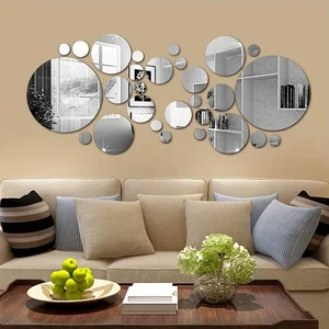 3D Espelho Acrílico Adesivos de Parede, Espelho Redondo, Quarto DIY, Banheiro e TV Backroom, Decoração de Parede, 26 PCs 8 principais vendas autocolantes de parede desenhos - №1