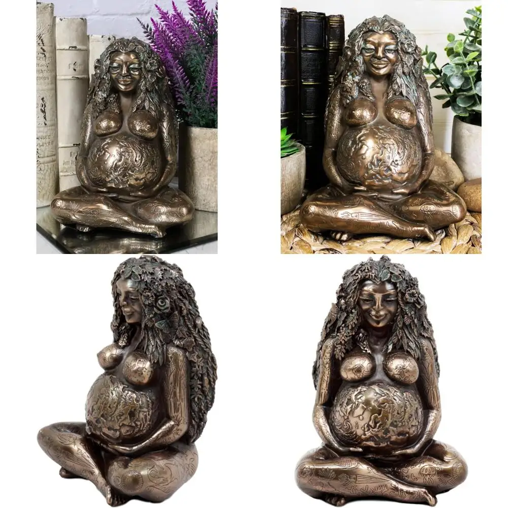 

Статуя Богини матери тысячелетия Гайя Земли 7, высокая бронзовая патина от Oberon Zell, вдохновленный подарком Ebros