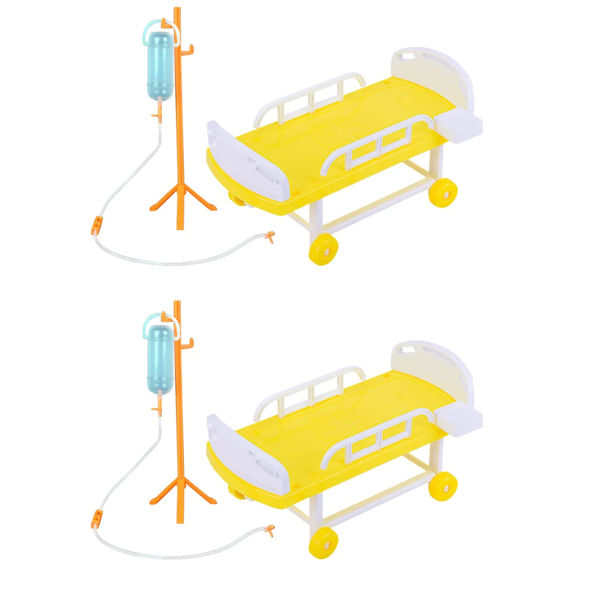 2 Sets Doctor Role Play for Kids Simulated Medical Bed Toy Simulation Sickbed Playing Dollhouse Accessories Girls