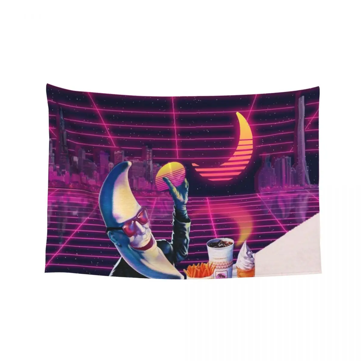 

Moonday Night 80s Retro Aesthetic Vaporwave Tapestry Decorative Wall Murals Home Decorations Aesthetic Wall Art Tapestry