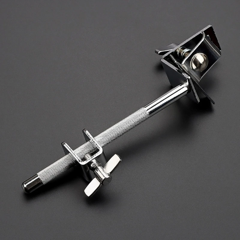 652D Cowbell Clamp, Drum Mounting Bracket Drummers Hoop Mounted Clamping Jaw Adjusted Height Rod Arm Standard Holder