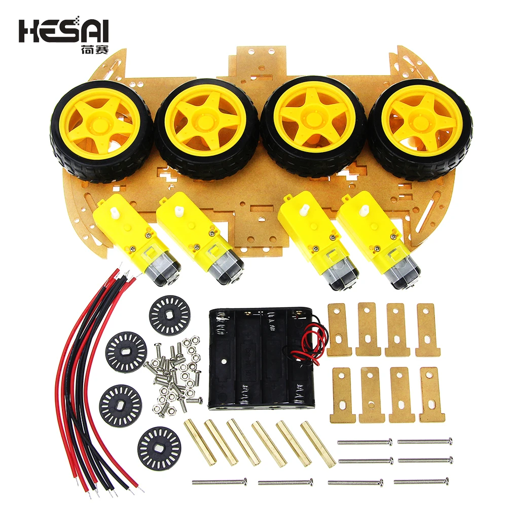 Smart Car Kit 4WD Smart Robot Car Chassis Kits with Speed Encoder and Battery Box for arduino Diy Kit