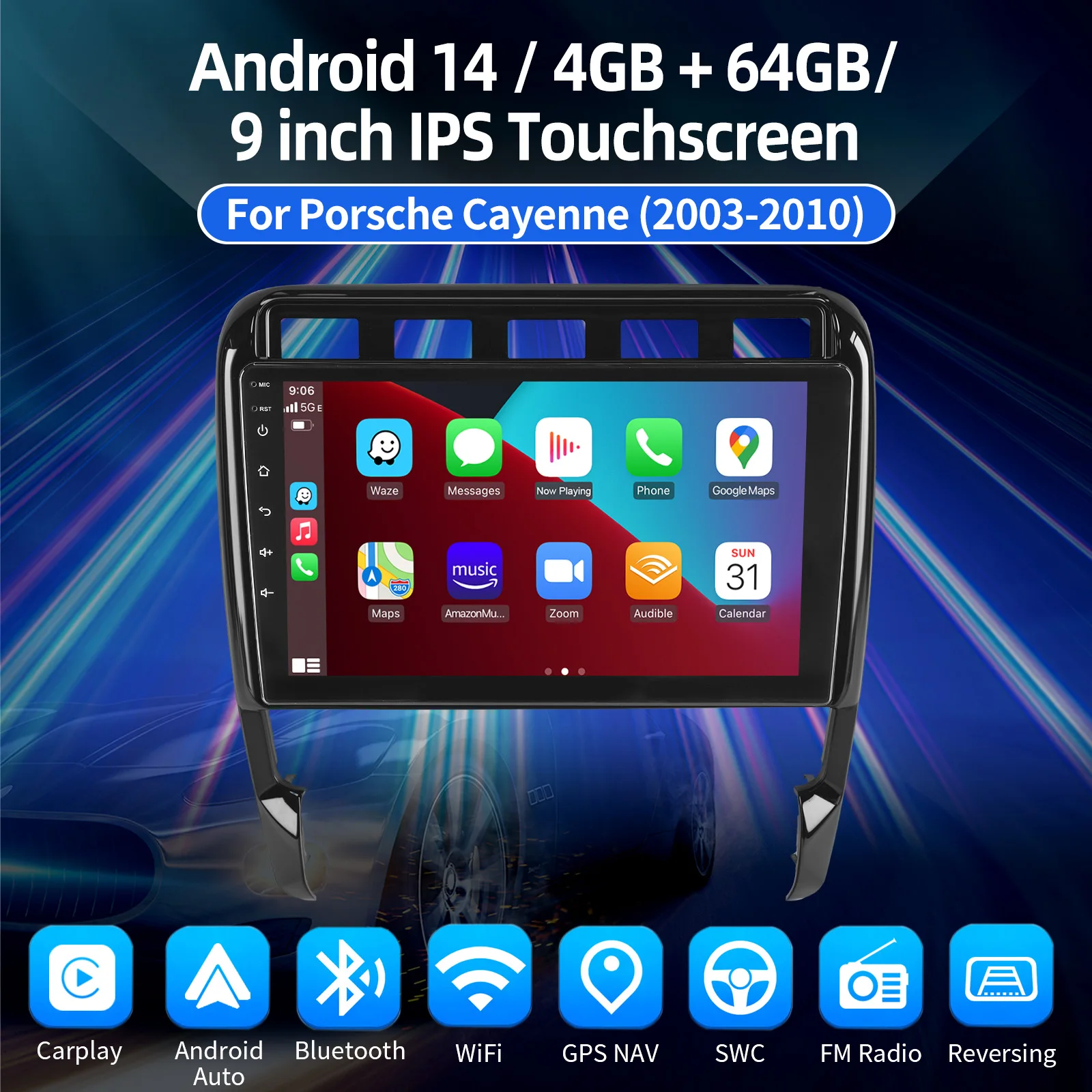 Android 14 Wireless CarPlay Android Auto Radio For Porsche Cayenne I 1 9PA 2002- 2012 4G Car Multimedia GPS Navigation