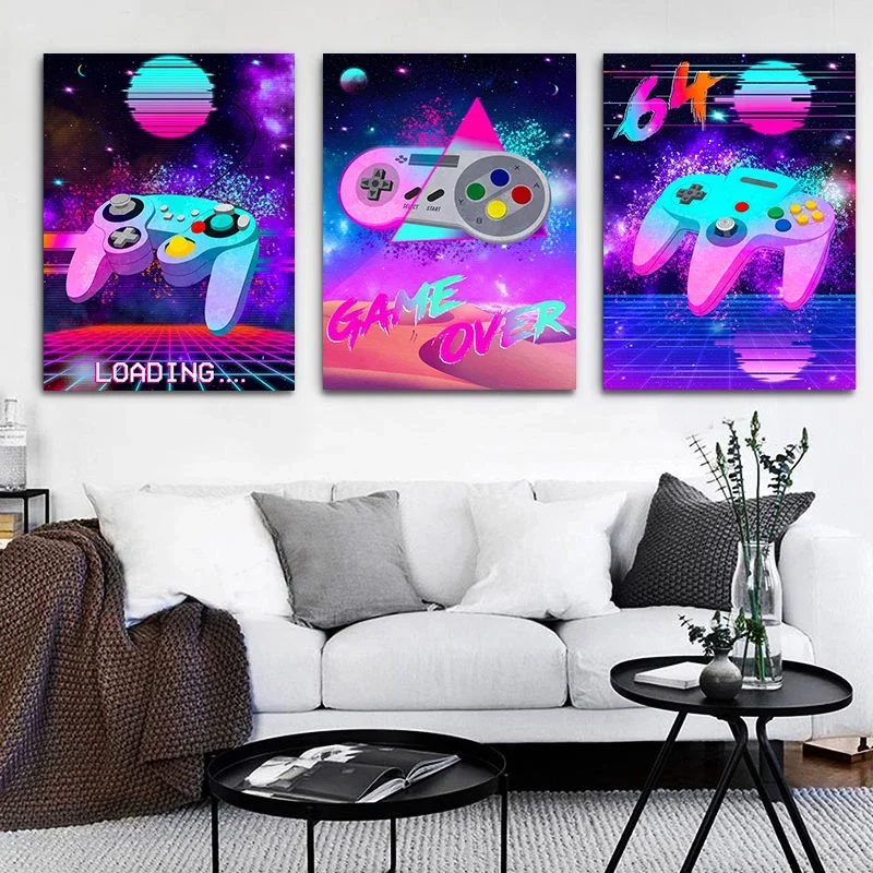 Modern Color Cartoon Game Machine Processing Art Poster Printing Canvas Prints Wall Art Teenagers Room Home Decoration Painting