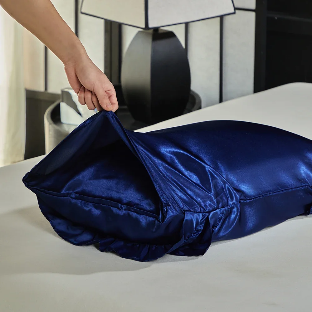 Luxury Satin Double-layered Ruffles Bedding Set Queen Soft Smooth Duvet Cover and Pillowcase Silky Single Double Comforter Cover
