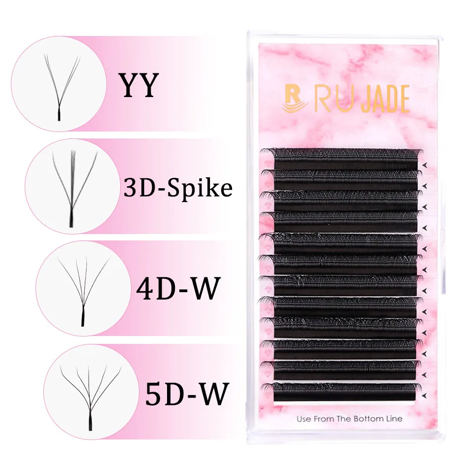 Rujade YY 3D 4D 5D W Shape Bloom Eyelash Extension Brown W Lashes Easy Apply Crisscross Premade Volume Fan Clover Marrom Cilios