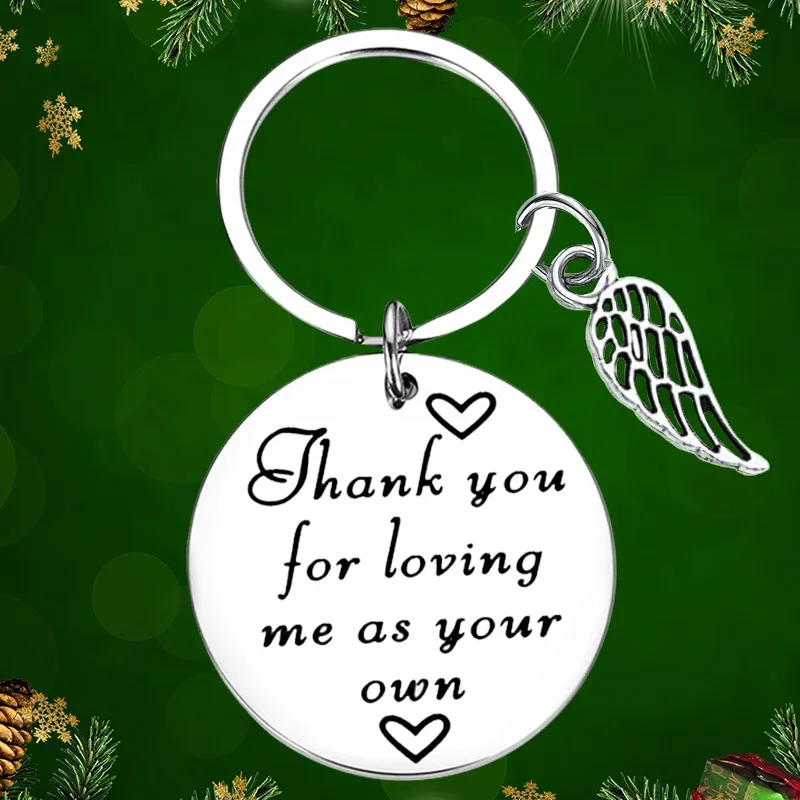 Mother Father Gift Keychain Pendant Thank You For Loving Me As Your Own Key Chains Step Mom Dad Gift