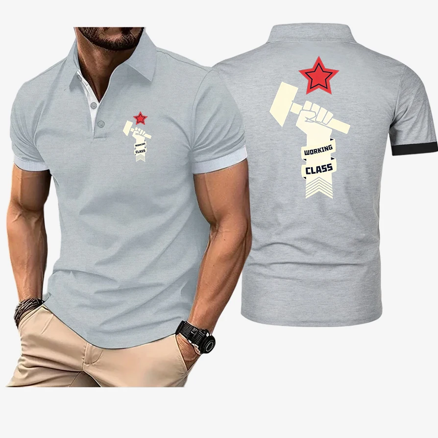 Proletariat Russia USSR Soviet Union CCCP Summer Polo T Shirt Men's Polo Shirt Short Sleeved T-shirt Loose Stand Up