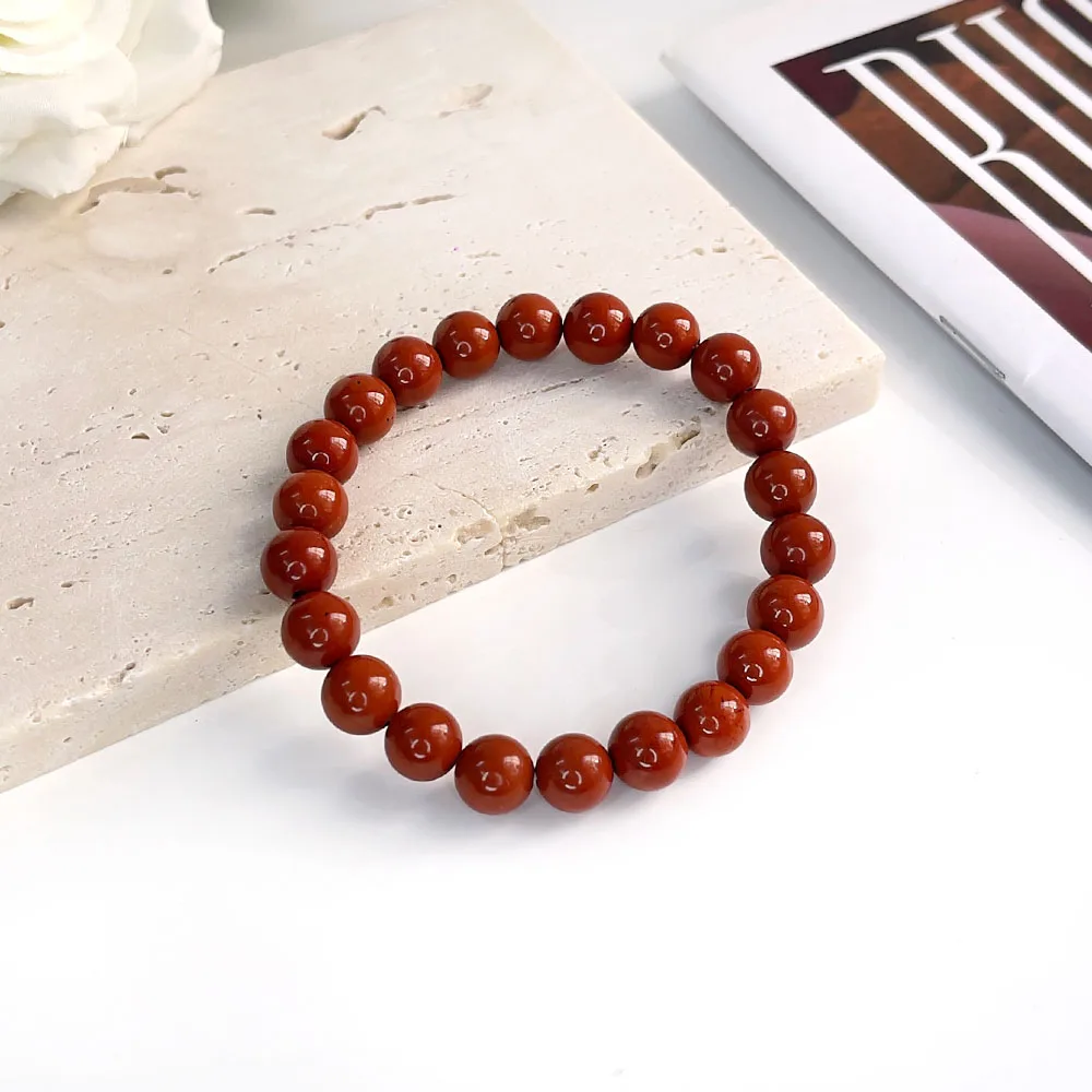 Natural Stone Bracelet Wholesale 6/8mm Red agate Red Jasper Blue Coral Round Beads Beaded Charm Stretch Bracelets