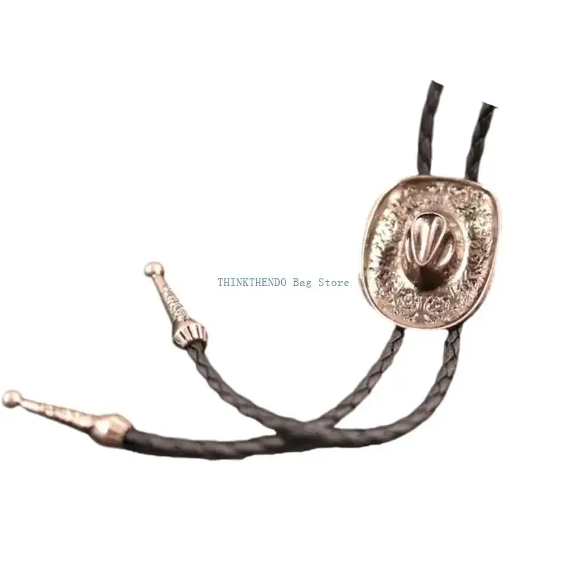 340D Multiuse Carved Pendant Necktie Bolo Tie For Men Western Head Rope Tie Adjustable Length for Adult Everyday Wear
