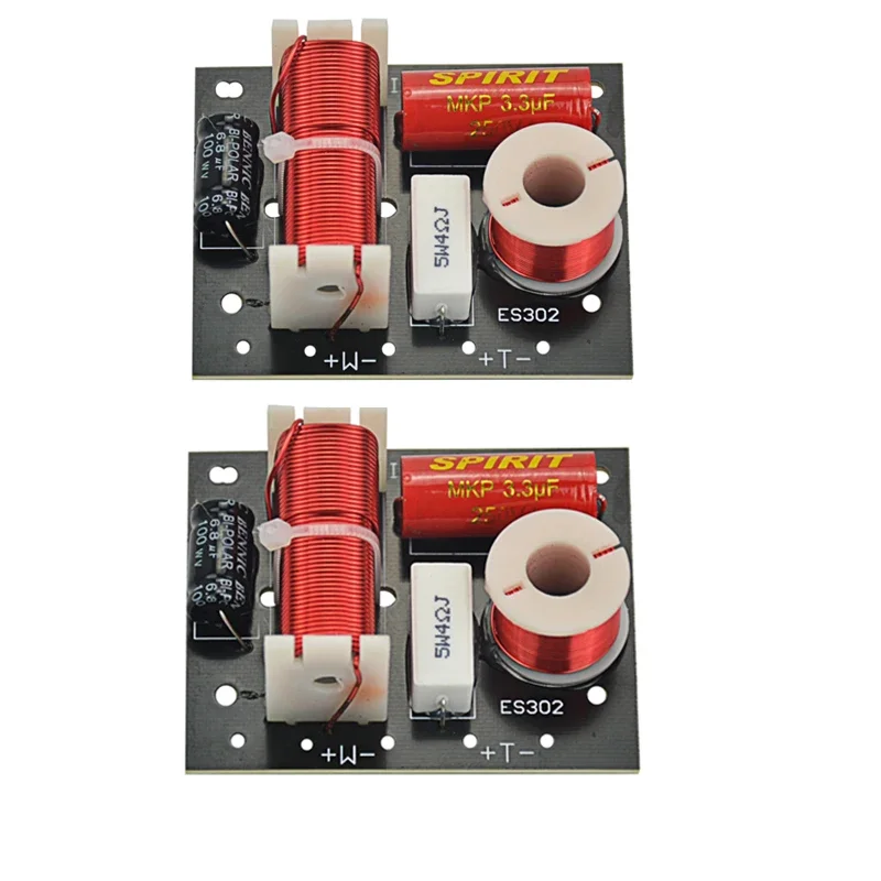 2Pcs 2 Ways 80W Audio Speaker Crossover Treble+Bass Frequency Divider Crossovers Speaker Filters DIY For Home Theater