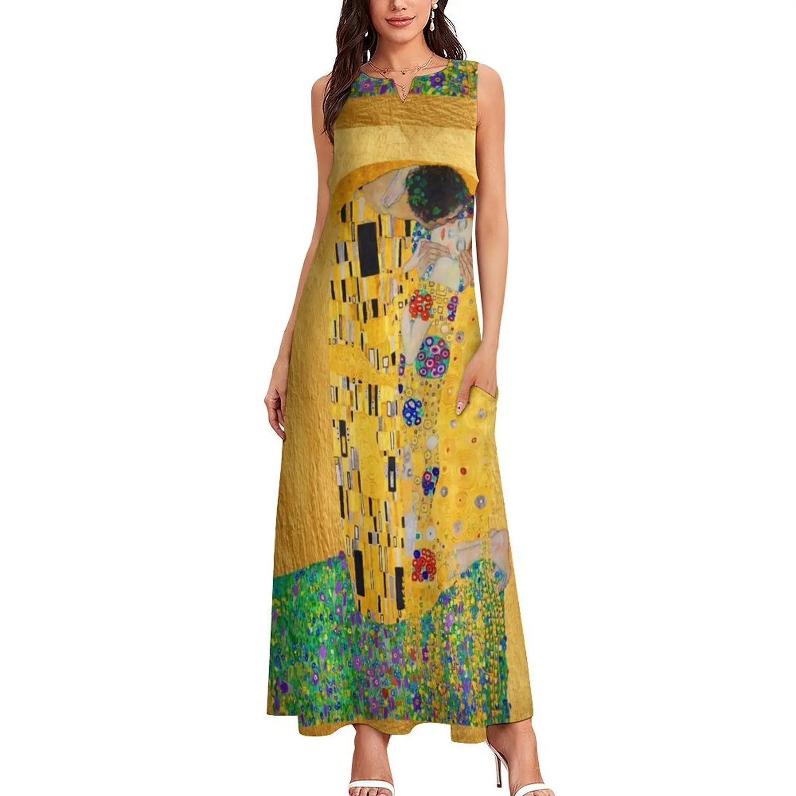 Gustav Klimt -The Kiss Long Dress loose women's dress dress summer