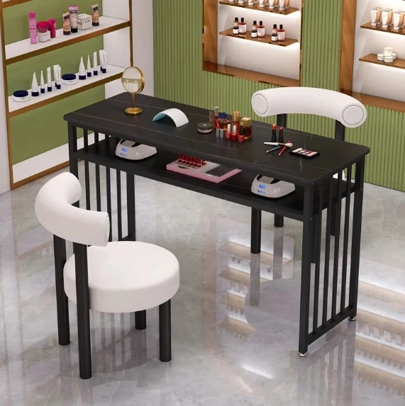 *Marble Nail Table Light Luxury Set Double-layer Rectangular Nail Dedicated Simple Long Table
