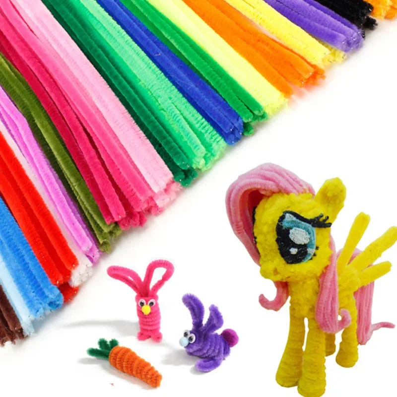 Colorido Chenille Pipe Cleaners for Kids, Artesanato Brinquedos Educativos, DIY Craft Supplies, Hastes Criatividade, Glitter Plush, 100Pcs