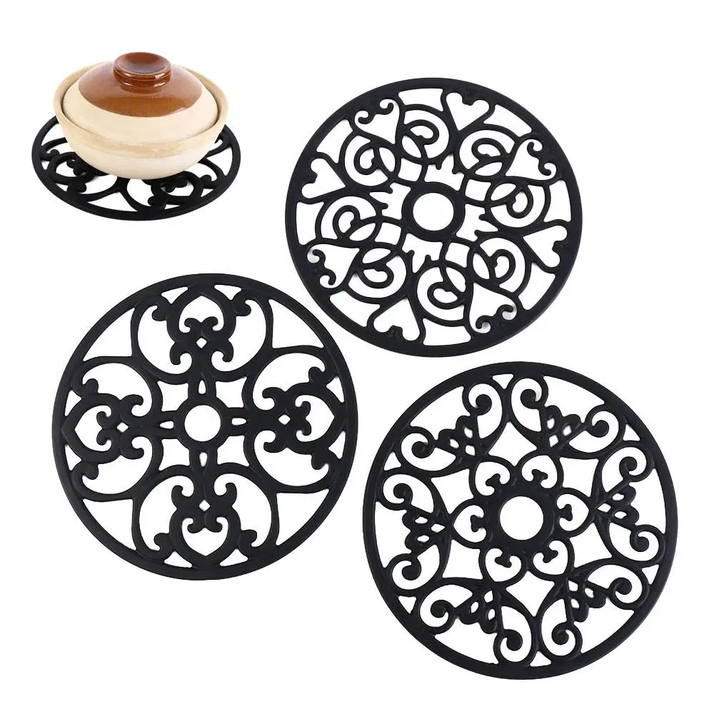 

3pcs/set Kitchen Tools Non-slip Pot Holder Insulated Flexible Table Protector Durable Round Table Pad Kitchen