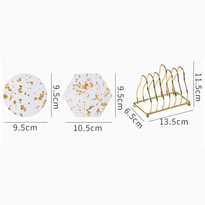 6PCS/Set Europe Acrylic Coaster Storage Creative Gold Foil Anti-scald cup mat Light Luxury Transparent Coasters Home Decoration