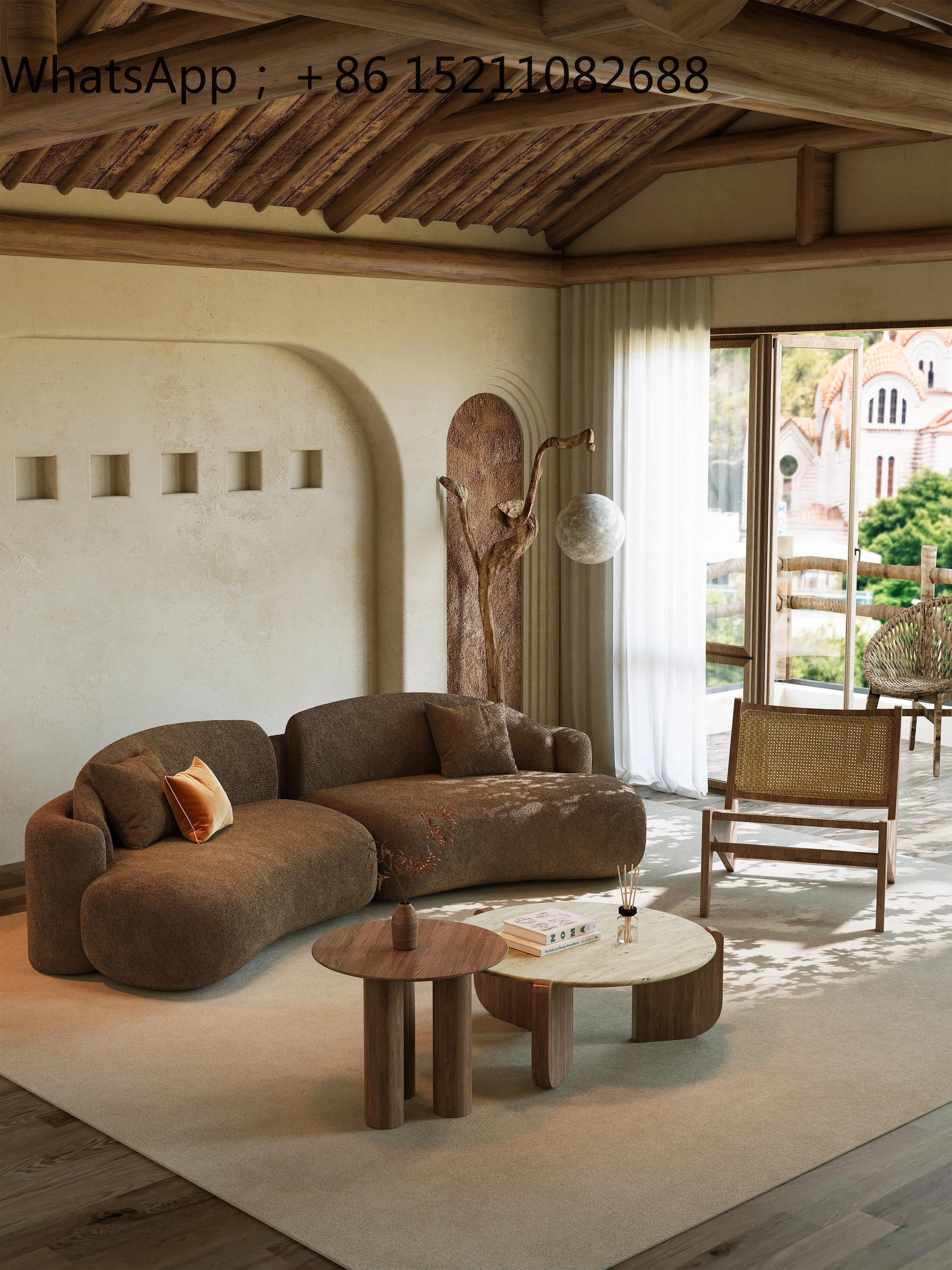 SCY medieval curved sofa special-shaped brown clothing store office rest area reception and negotiation sofa