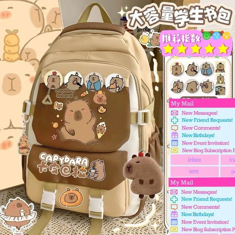 Capybara Backpack Y2K Cute Backpack Plush Back To School Bag Cartoon Soft Funny Animal Large Capacity Unisex Student Backpacks