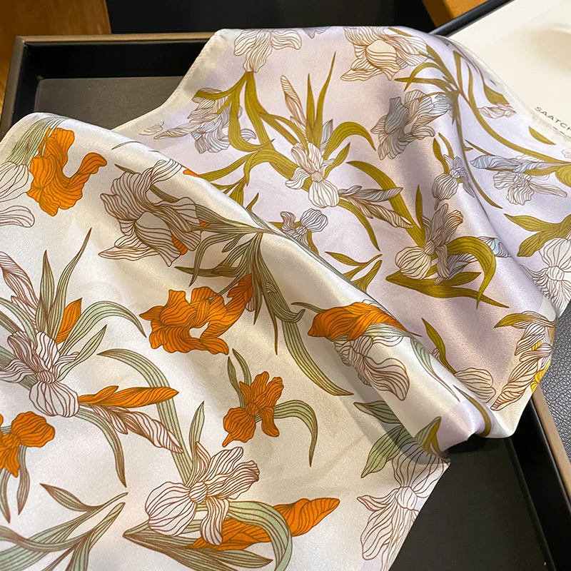 2025 mode 100% Echte Seide Schal 53 cm Platz Bandelet frauen Seide Temperament Kleinen Schal Hals Dekorative Wrap Gedruckt schals – Detail 17