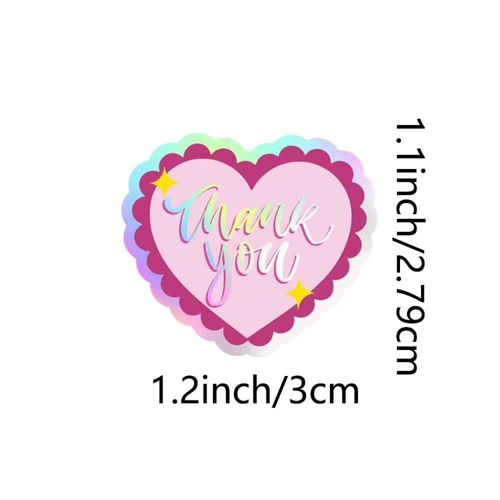 100-500pcs Heart Shaped Thanks Stickers Birthday Wedding Party Gift Wrapping Label Scrapbook Stationery Stickers