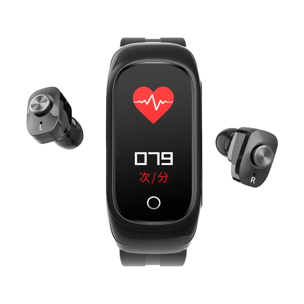 N8หูฟังไร้สายบลูทูธSmart WatchสุขภาพTracker Pedometerสร้อยข้อมือฟิตเนสสมาร์ทสายรัดข้อมือTWSชุดหูฟังบลูทูธ