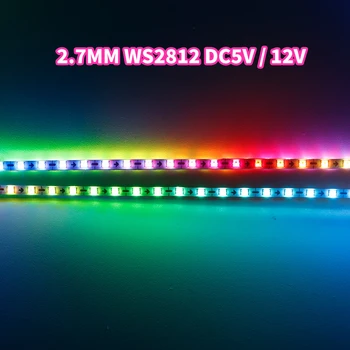 2.7mm WS2812B SMD 2020 RGBIC LED 스트립 조명 160Led/m 개별적으로 주소 지정이 가능한 초소형 로프 테이프 WS2812 조명 DC5V 12V