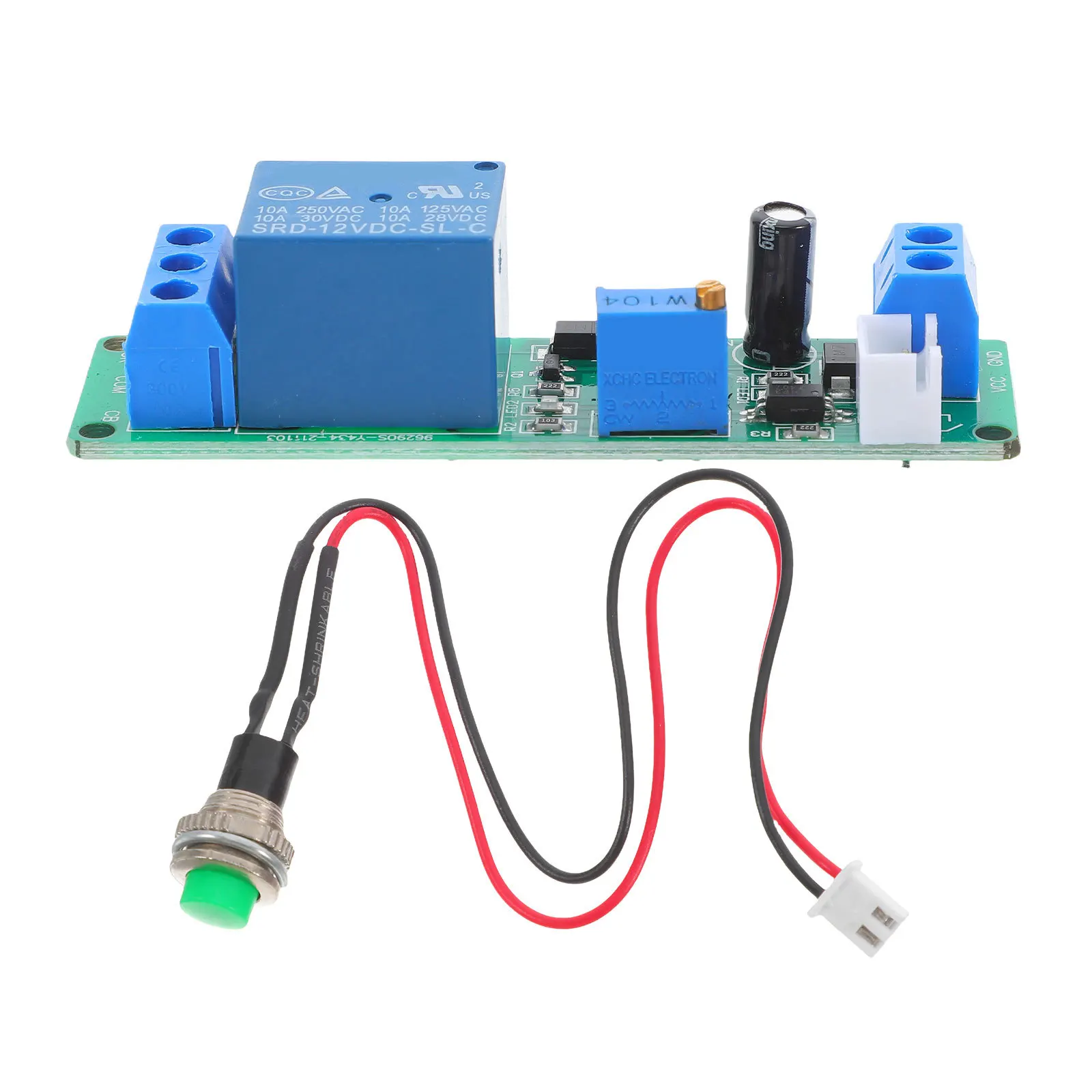 

Time Delay Relay Module with External Button Trigger Adjustable Disconnect Relay for Home Office Factory Reliable Control