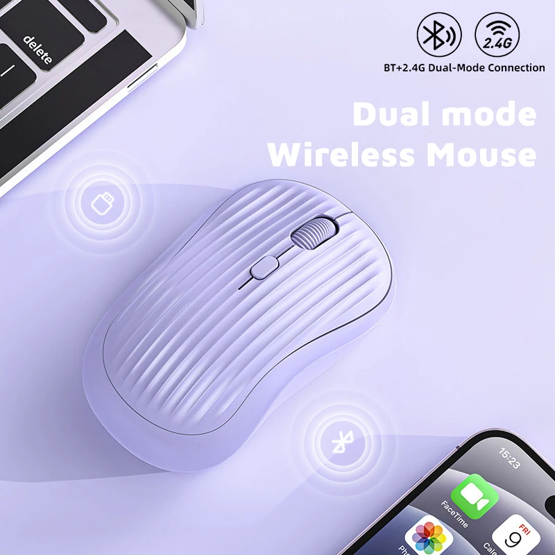Dual Mode Wireless Mouse Type-C Rechargeable 2.4G Bluetooth Ergonomic Fashion Silent Mouse Desktop Laptop Tablet for iPhone iPad - view 4
