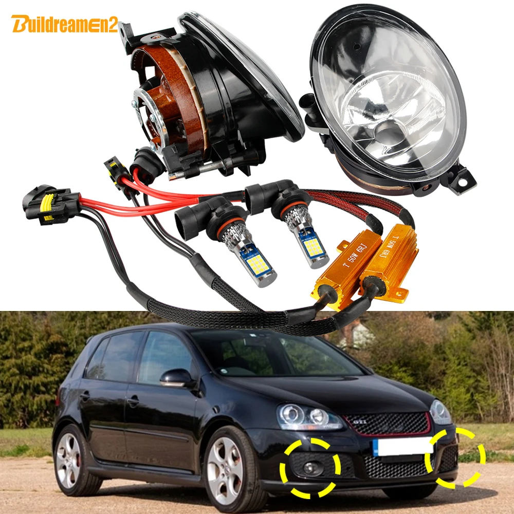 2 X 24W Car Front Fog Light + LED Bulb + Canbus Decoder For VW Volkswagen Golf Mk5 Rabbit GTI (1K) 2004 2005 2006 2007 2008 2009