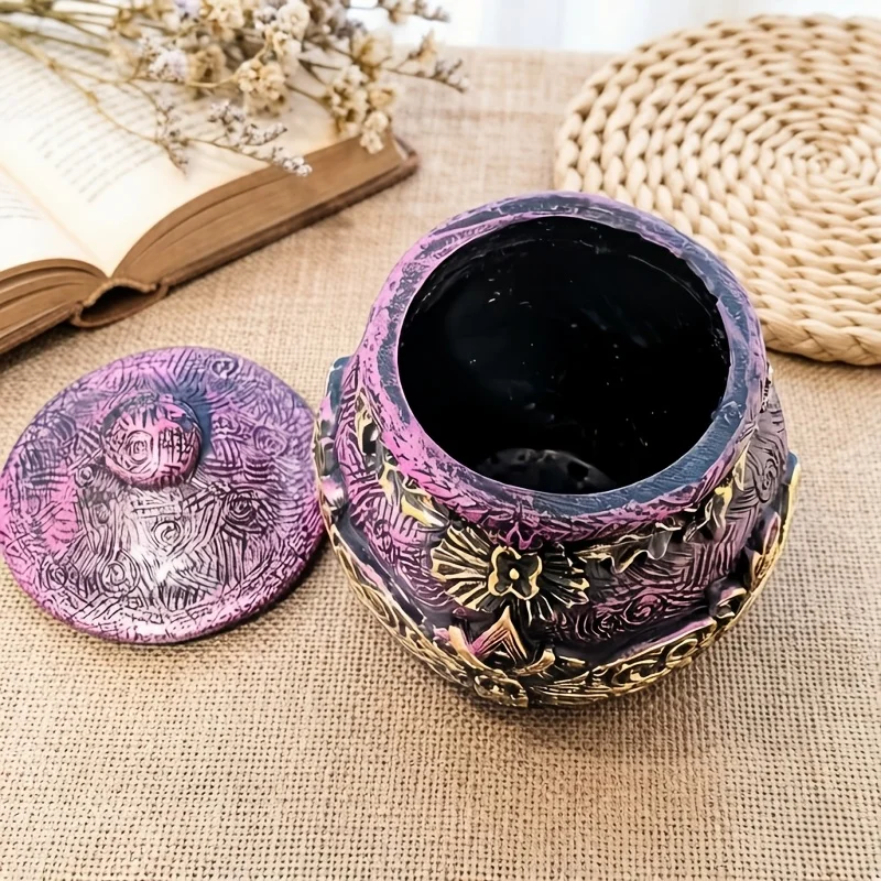 Resin Purple Butterfly Gothic Witch Bottle Statue Vintage Totem Jar Figurine Home Living Room Office Desktop Ornament Decor Gift
